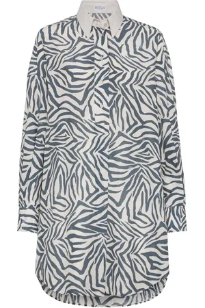Brunello Cucinelli Vestido camisero de algodón y seda