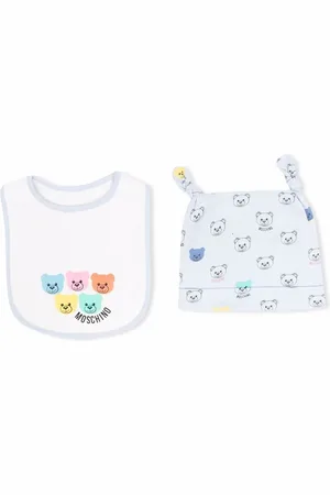 Moschino Set de babero y gorro con motivo de oso