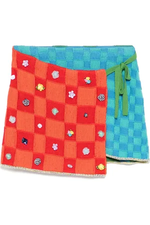 YANYAN KNITS Minifalda cruzada a cuadros
