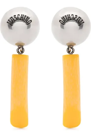 Moschino Pendientes de clip con logo grabado