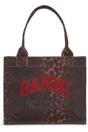 Ganni Bolso shopper con estampado de leopardo