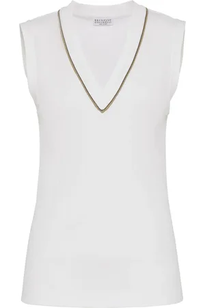 Brunello Cucinelli Top de canalé sin mangas