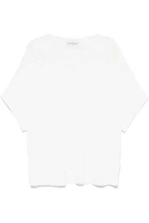 Ermanno Firenze Camiseta de punto fino con encaje floral