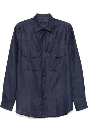 BRIONI Camisa con textura flameada