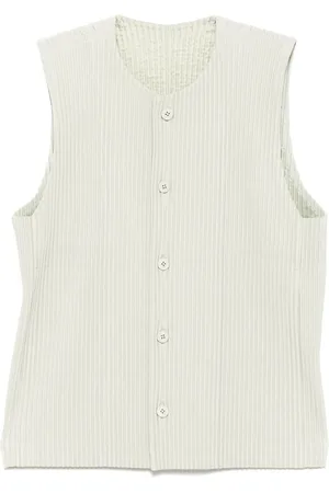Issey Miyake Chaleco plisado con cuello redondo