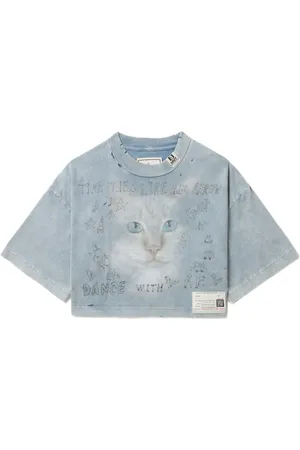 Maison Mihara Yasuhiro Camiseta de algodón con estampado Cat
