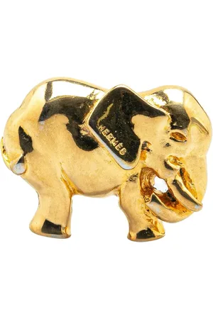 Hermès Broche con diseño de elefante bañado en oro 20st Century