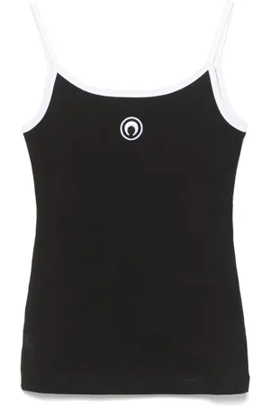 Marine Serre Top Moon Logo sin mangas de canalé