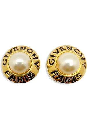 Givenchy Pendientes de clip con logo grabado 1980
