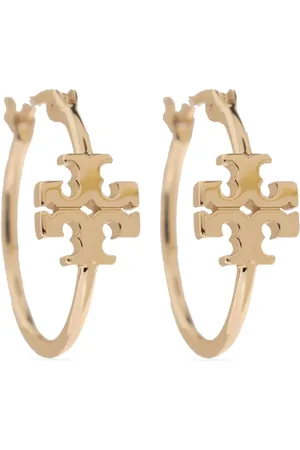 Tory Burch Pendientes de aro con logo de diseño