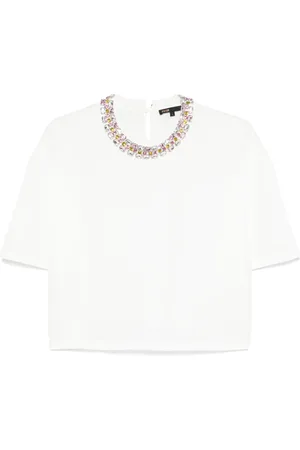 Maje Camiseta con cristales en el cuello