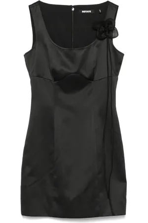 ROTATE Vestido de satén con apliques florales