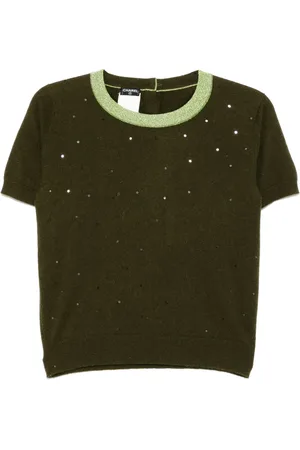 CHANEL Top de punto tipo jersey de manga corta 1996