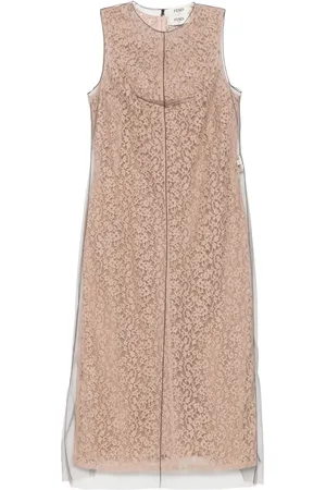 Fendi Vestido midi con encaje floral
