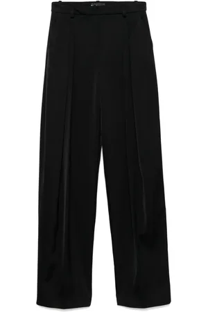 DAVID KOMA Pantalones de vestir de satén con cinturilla elástica