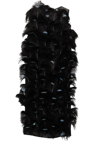 Prada Vestido con detalle de plumas