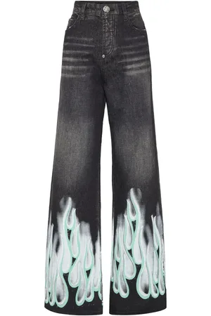 Philipp Plein Vaqueros con llamas estampadas