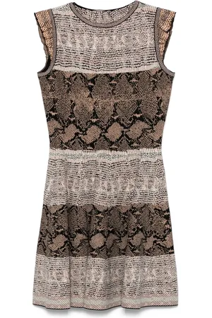 Alexander McQueen Vestido corto con estampado de piel de serpiente 2000