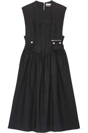 Ganni Vestido midi con pliegues