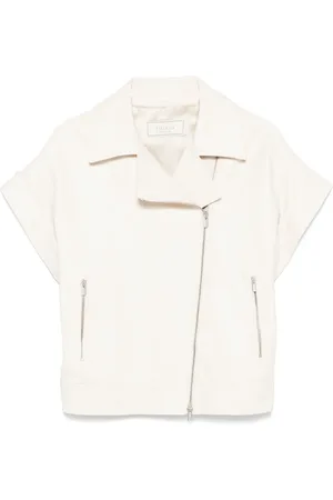 PESERICO SIGN Chaqueta biker de piel de manga corta