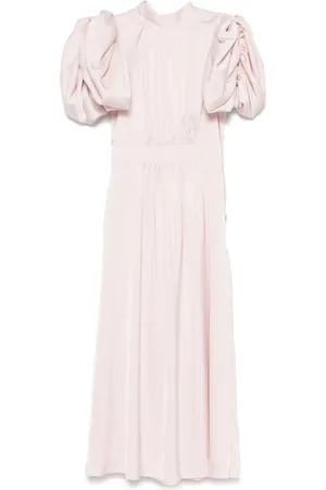 ROTATE Vestido midi de satén con manga farol
