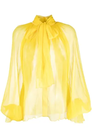 Atu Body Couture Blusa translúcida con lazo en el cuello