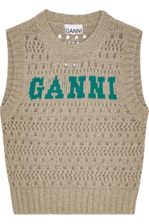 Ganni Top con logo en intarsia