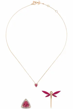 ANAPSARA Set de pendientes y collar Dragonfly en oro de 18kt