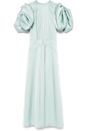 ROTATE Vestido midi de satén con manga farol