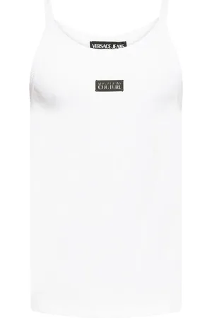VERSACE Top de canalé con logo