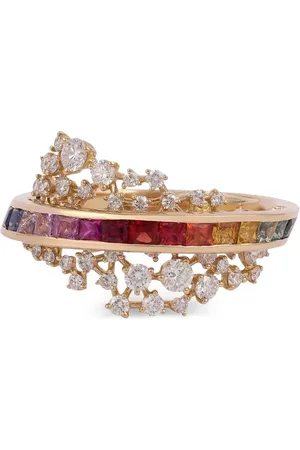 Ananya Anillo Scatter Energy en oro amarillo de 18 ct con diamantes y zafiro