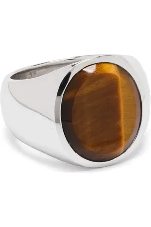 TOM WOOD Anillo en plata de ley con motivo de ojo de tigre