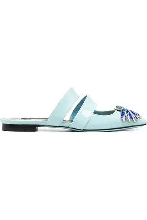 Philipp Plein Mules planos con detalles de cristales
