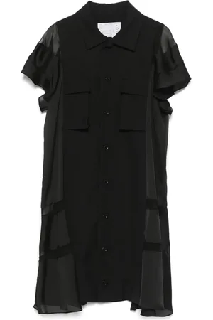 SACAI Vestido camisero con paneles translúcidos