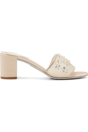 RENE CAOVILLA Mules con tacón de 80 mm y aplique de cristal