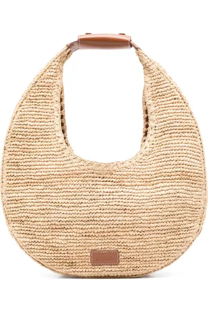 Staud Bolso de hombro Moon grande de rafia