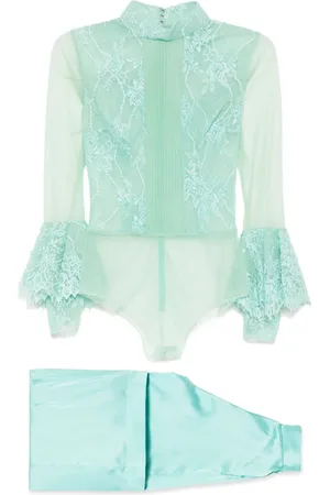 Saiid Kobeisy Body de encaje con pantalones de coco