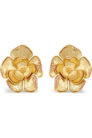 Oscar de la Renta Pendientes de clip Large Pavé Rose