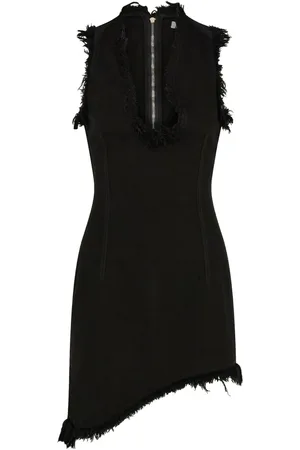 Salvatore Ferragamo Vestido corto con ribete deshilachado