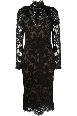 Marchesa Notte Vestido midi con aplique de cristales