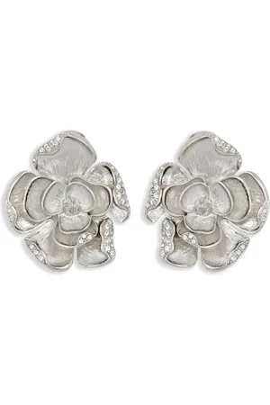 Oscar de la Renta Pendientes de clip Large Pavé Rose