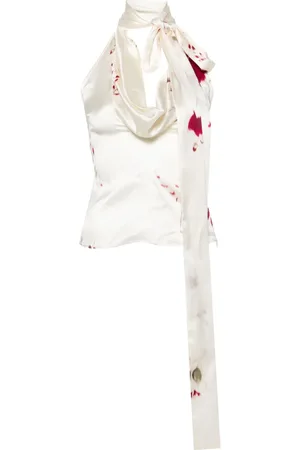 BLUMARINE Top estampado con detalle de pañuelo