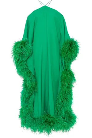 ‎Taller Marmo‎ Vestido largo con ribete de plumas