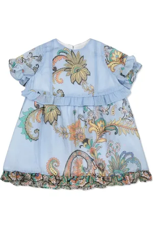 Etro Vestido con estampado de cachemira y volantes