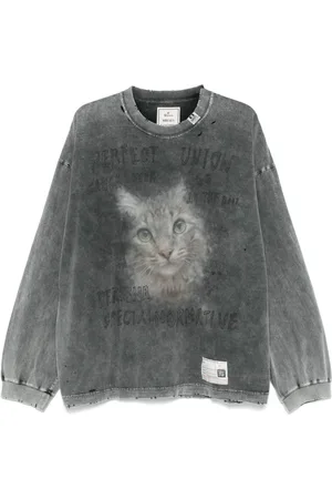 Maison Mihara Yasuhiro Camiseta con gato estampado