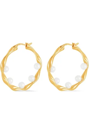 Dower and Hall Pendientes de aro waterfall con perla barroca