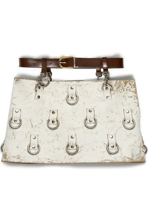 Prada Minifalda de piel con detalle de anilla