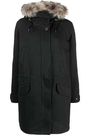 YVES SALOMON Parka tipo gabardina con ribete de pelo