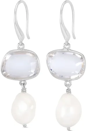 Dower and Hall Pendientes largos con perla