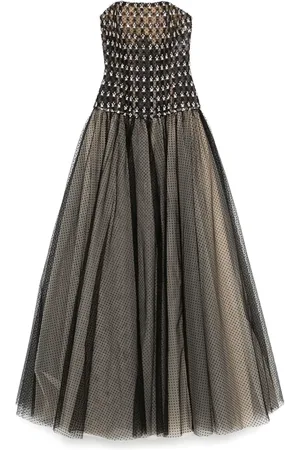 Dina Melwani Vestido de fiesta con detalles de cristal